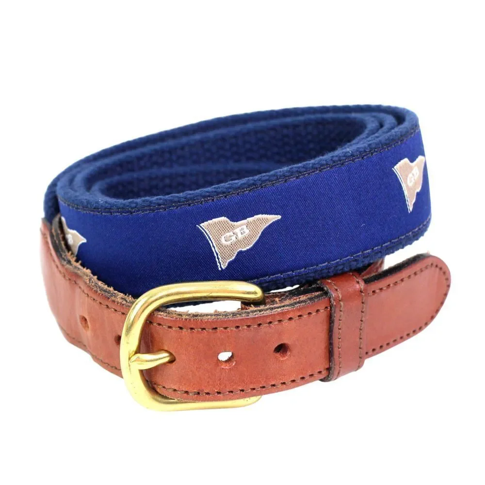 Leather Man BROWN REAL LEATHER BLUE CANVAS 1 1/4